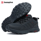 Baasploa Hiking Shoes Men Outdoor Climbing Lace-Up Sneakers Male Anti Splash Water Casual Wear-Resistant Non-slip Walking Shoes