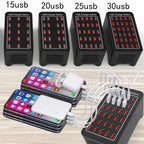150W USB Charger 10 15 20 25 30 Ports HUB Universal Wall Desktop Fast Charging Station Dock for Mobile Phone Power Adapter