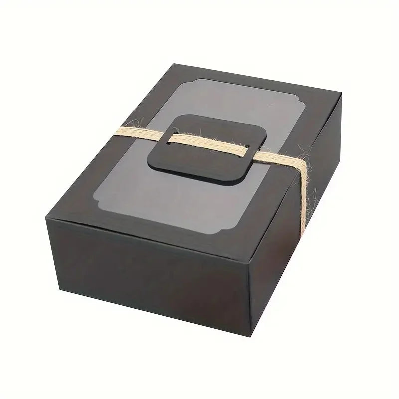 5/10pcs, New Large Kraft Paper Box, Cookie Candy Cake Gift Box, PVC Transparent Window Birthday Christmas Gift, Party Supplies
