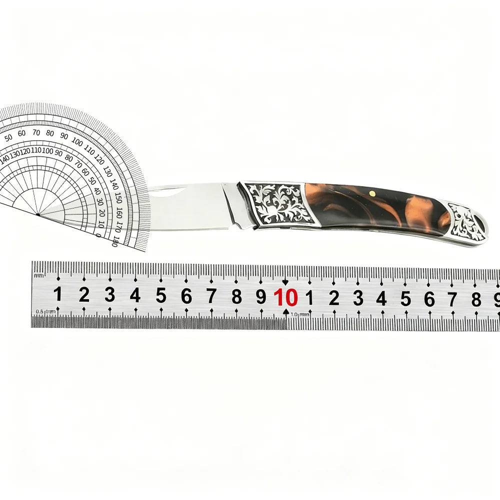 Stainless Steel Resin Handle EDC Folding Pocket Knife Exquisite Gift Fruit Knife Portable Lightweight Outdoor Camping Daily Use
