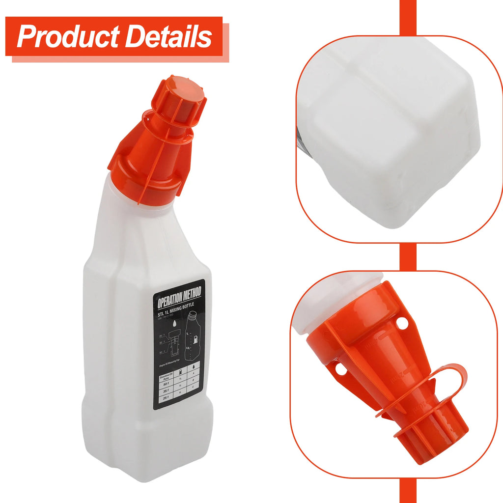 1L Oil Mixing Bottle Fuel And Oil Mixing Bottle- For 2-Stroke Brushcutters Chainsaws Garden Equipment