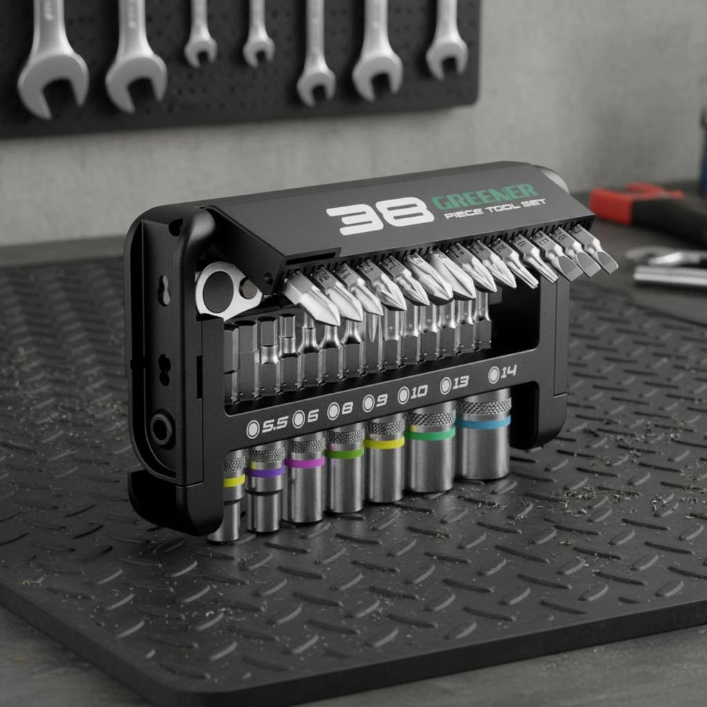 38pc Ratchet Socket Wrench Set, Chrome Vanadium Steel, Extension Rods Auto Repair Kit