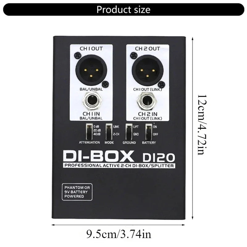 Professional DI 2 channel Audio DI Box Passive DIRECT BOX Low Noise Guitar Bass DI 1 Channel Audio Converter caja directa activa