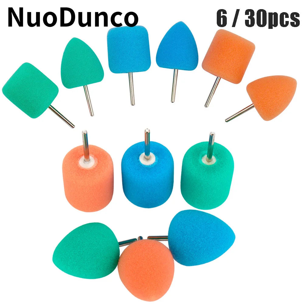 NuoDunco 6pcs /30pcs Set Mini Polishing Sponge Car Contour Detailing Polishing Pad for Dremel Rotary Metal Surface Cleaning Tool