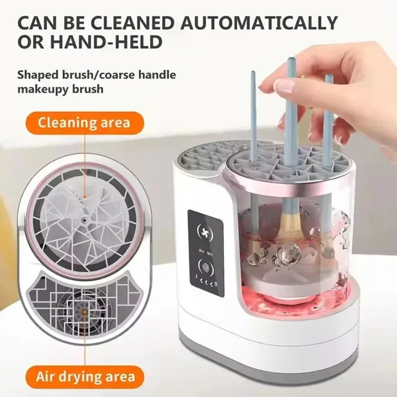 3-in-1 Electric Makeup Brush Cleaner and Dryer Holder, USB Portable, White