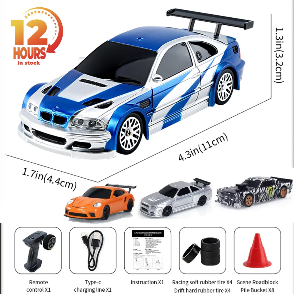 2.4G RC Drift Car 1/43 4WD Mini Racing Remote Control Car Model High Speed Four Wheel Drive Radio Control Boys Toy Gift