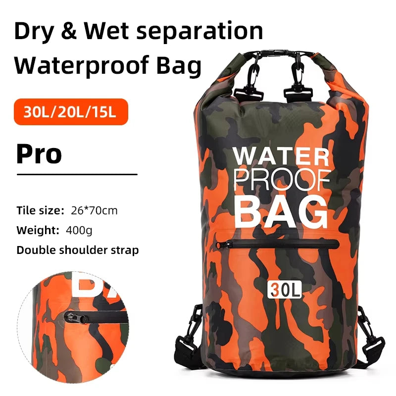 Swimming PVC Pack Dry Bag Backpack for Women Men 10L 15L 20L 30L Waterproof Shoulder Kayak Drifting Rafting Surfing Boating Bag