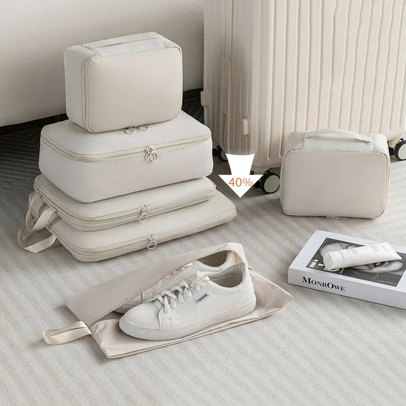 6Pcs Travel Compression Packing Cubes Bag Waterproof Handheld Clothe Separation Storage Bag Portable Suitcase Clothes Organizers