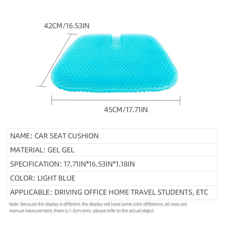 TPE gel honeycomb seat cushion, breathable chair pad, sky blue