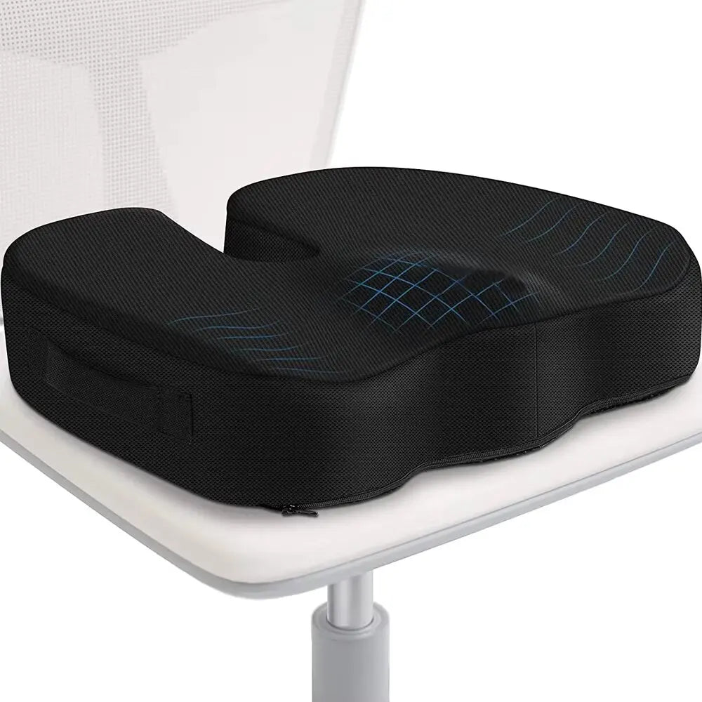 Travel Seat Cushion Memory Foam U-Shaped Pillow for Chair Car Office Hip Support Breathable Comfortable Pad Lumbar Back