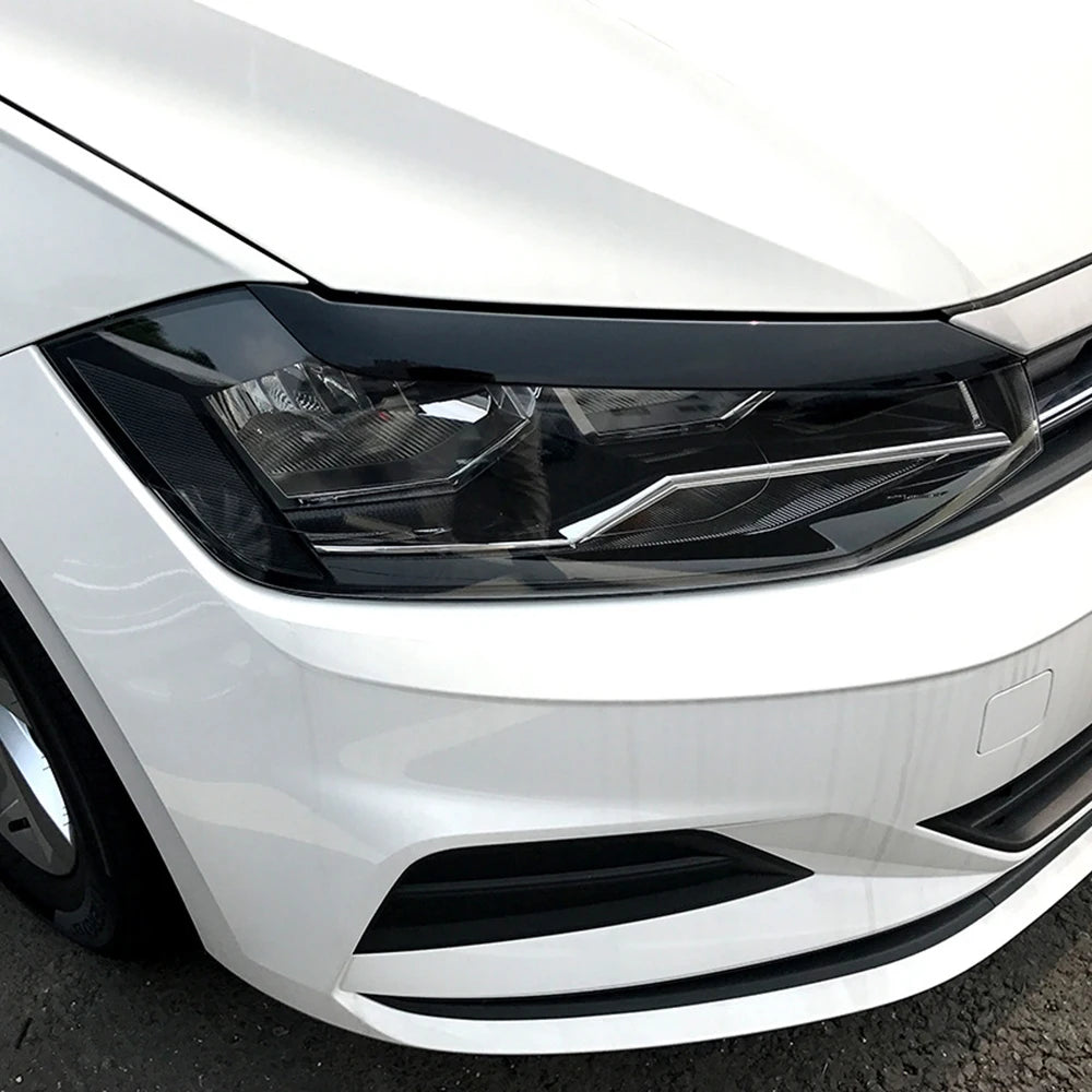 2pcs/set Front Headlight Eyelids Eyebrow Trim Decoration Sticker for VW Polo MK6 2019-2022 Molding Lamp Eyebrow Strips Lid Cover