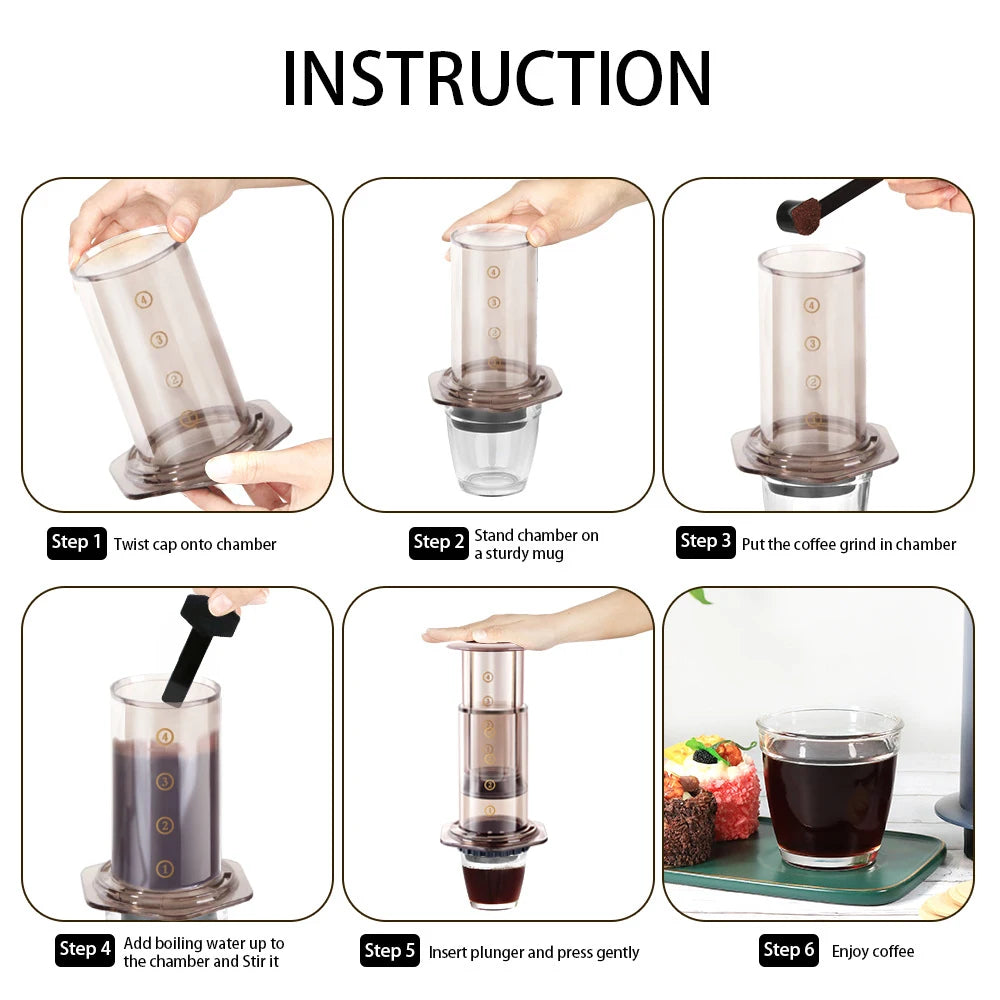 CAFEMASY Portable AeroPress-Style Coffee Maker with Filters, Manual Espresso Press