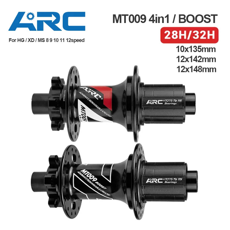 ARC MT009 Rear Hub 4in1 BOOST 10x135 12x142 12x148 MTB XC Gravel E Bike Bicycle Hub 28H 32H HG XD MS-Micro Spline 12V 6 Pawl