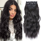 4Pcs/Set 20Inch Synthetic Hair Clip In Long Wavy Thick Hairpieces For Women Full Head Synthetic Hair Extensions Ombre Hairpieces
