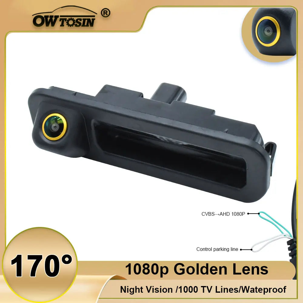 AHD 1920*1080PVehicle 170° Golden Lens Trunk Handle Rear View Camera For Ford Focus 3 MK3 C MAX 2011 2012 2013Reverse Car Camera