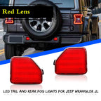 Red LED Car Rear Bumper Reflector Tail /Brake Lights Rear Fog Lights For 2018-up Jeep Wrangler JL Sahara Rubicon MOAB Trims ONLY