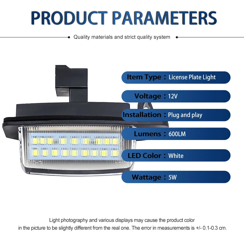 LED License Plate Light Rear Number Plate Lamp, White, for Mitsubishi Outlander Lancer