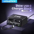 6 in 1 GaN USB C Fast Charging Station Retractable Type C Cable Power Combo Tower Fast Charger For iPhone 17 iPad Samsung Tablet