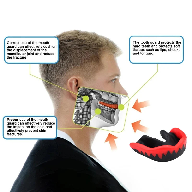 Sports Mouth Guard EVA Slim Fit Teeth Protector for Boxing MMA Football Rugby - Black
