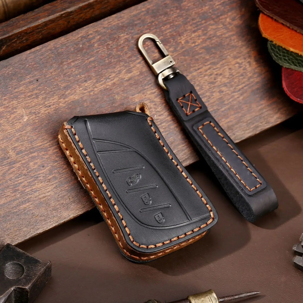 Luxury Car Key Case Cover Leather Fob Protector for LFA Lexus Ux Ux200 Ux250h Es200 Es300h Keyring Holder Accessories Keychain