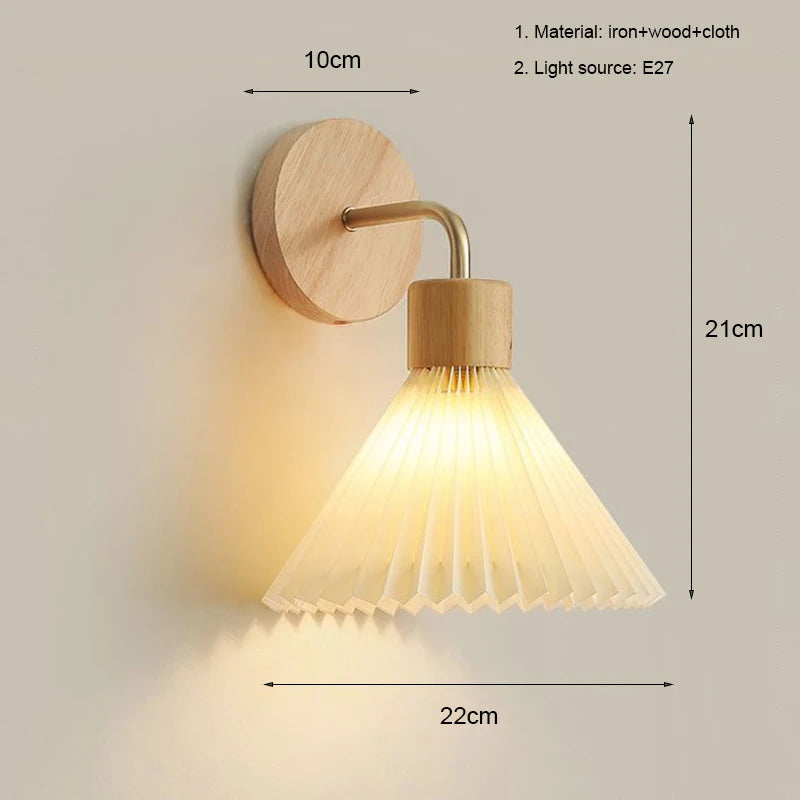 Nordic LED Wood Wall Sconce Lamp E27 AC110-220V Brown or Yellow, 3 Color Modes