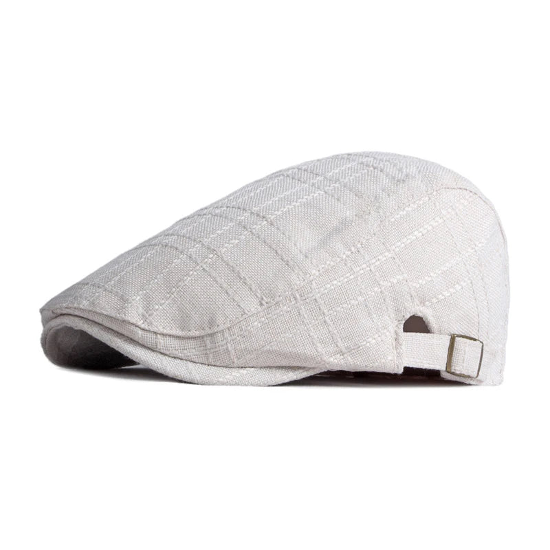 Vintage Beret Hat For Men Cabbie Visor Women Herringbone Peaked Cap Breathable Plaid Flat Cap Summer Duckbill Hat Adjustable