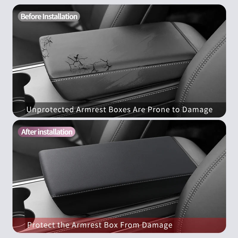 Car Center Console Armrest Pad  For Tesla Model 3 Highland / Model Y Juniper ABS Armrest Box Protective Cover Auto Accessories