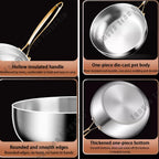 316 Stainless Steel Nonstick Deep Frying Pan Wok Skillet, 22cm-30cm, Gas & Induction