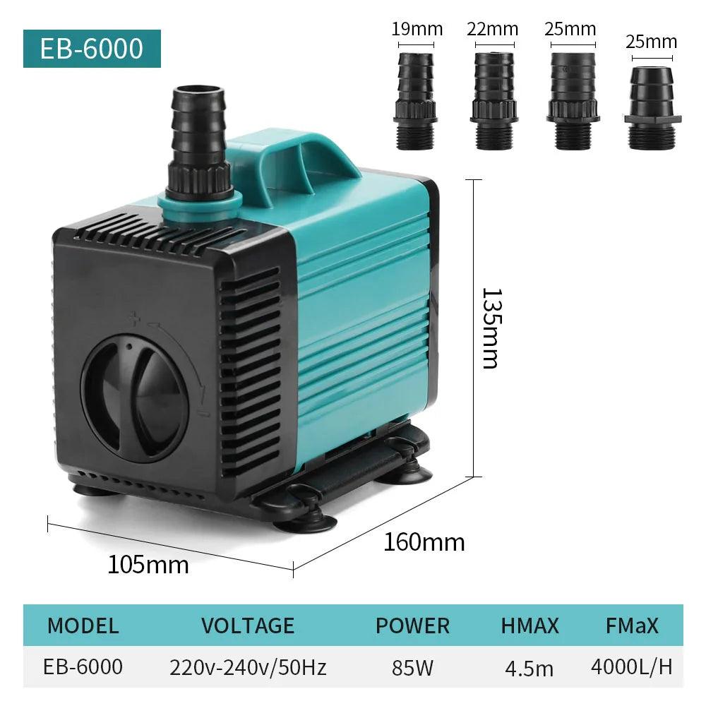 Submersible Aquarium Water Pump EU Plug 220-240V Ultra-Quiet Filter 3-85W
