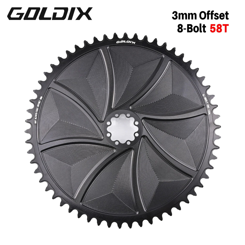 GOLDIX 8-Bolt Bicycle Chainring Wide and Narrow Teeth AERO Chainring CNC Hollow Cutting Machining for SRAM 8Bolt Crankset