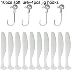14PCS Gear Kit 10PCS Soft Lure 5.5cm 7cm 10cm T Tail Worm 4PCS Jigging Head Hook 3g 5g 10g Metal Jig Fishing Pesca Swimbait Bait