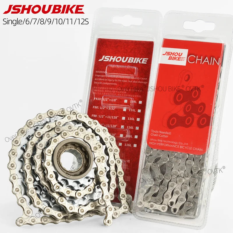 JSHOUIKE 1/6/7/8/9/10/11/12Speed  Chain Mountain Road Bike Electroplating rust prevention MTB Variable speed chain bicycle Parts