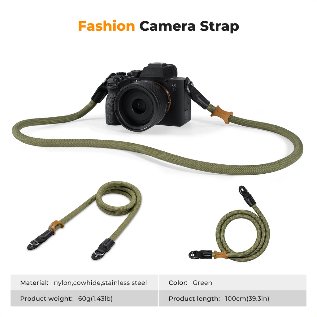 K&F CONCEPT Camera Neck Strap 100cm Nylon Round Neck Shoulder Camera Sling Strap For Canon Sony DSLR SLR Mirrorless Camera Rope
