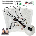 Universal Built-in Car Seat Heater Kit Fit 2 Seats 12V 100W Carbon Fiber Heating Pads with 3 Levels Control Switch System