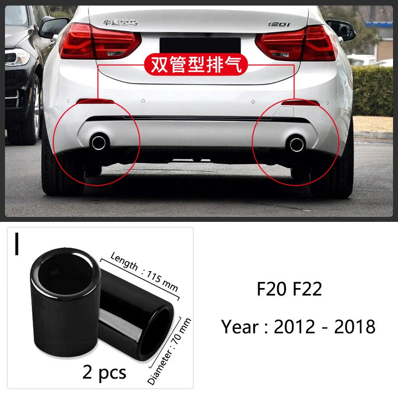 For BMW F10 F20 F30 F32 F34 F36 F48 Car Exhaust Muffler Tip Stainless Steel Pipe Chrome Trim Modified Car Rear Tail Throat Liner