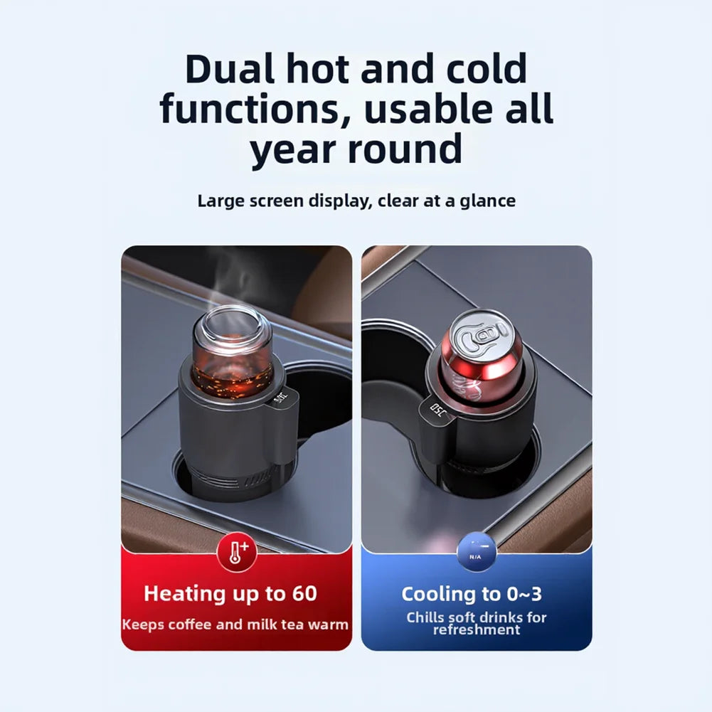 2-in-1 Intelligent Hot Cold Car Cup Holder Heating Cooling Portable Beverage Warmer Chiller For Auto Truck Office Use Accessorie