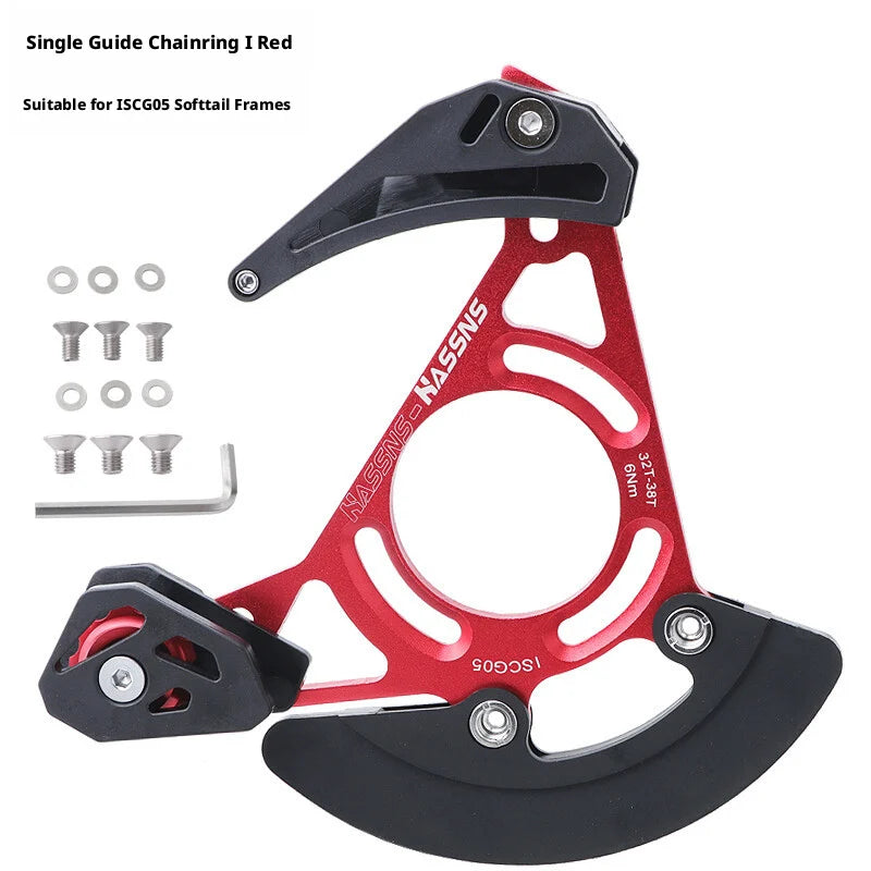 MTB Chain Guide Single Chainring Stabilizer 32-38T Anti-Drop Device, Black/Blue/Red