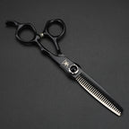 6-inch JP440C steel hair cutting scissors set, black gemstone screw, 2pcs