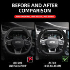 Suitable for Dacia Suede Matte Carbon Fiber Texture Steering Wheel Cover, Suitable for Models Such as Sandero Stepway, Duster, Jogger, Bigster, Spring, Electric, Cargo, Logan, Etc., Black Mocha Car Accessories