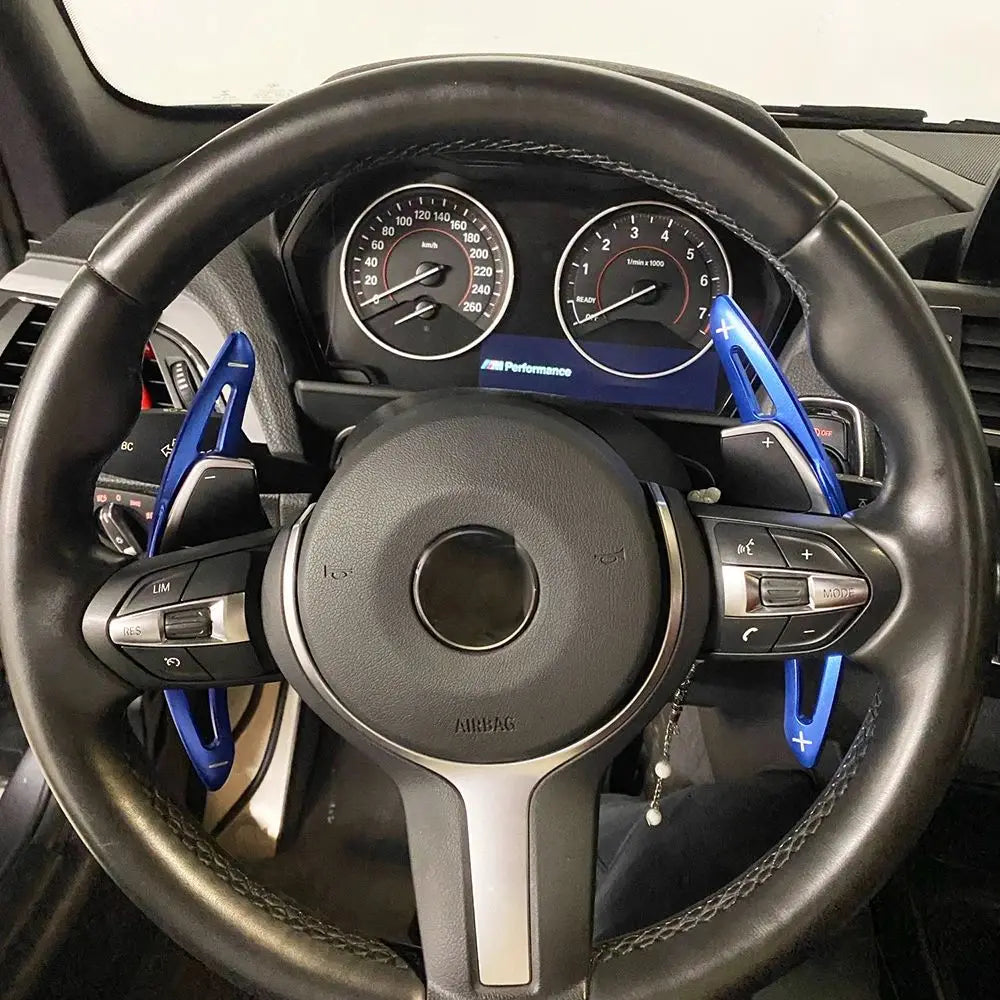 Steering Wheel Paddle Shifter Extensions 1 Pair Aluminum for BMW F30 F31 F32 Blue