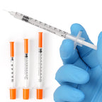 50/100pcs 0.3/0.5/1ML Disposable Plastic Veterinary Syringe Orange Cap With Needles For Pet Farm Animal Cat Dog Pig Cattle Sheep
