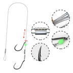 ZYZHE 1pc Fishing Stinger Rigs with 49 Strands Steel Wire Double Hooks For Freshwater Saltwater Fishing Live Bait Rigs