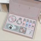NICEKEY Pink Ballet Makeup Sets Include 4 Lip Mud,1 Blush,1 Pressed Powder,1 Eyes Palette,1 Contour Palette With Necklace Gift
