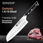 XINZUO 1pc-5pcs Kitchen Knives Set German 1.4116 Steel Chef Cleaver Santoku Utility Paring Knife Nature Ebony Wood Handle