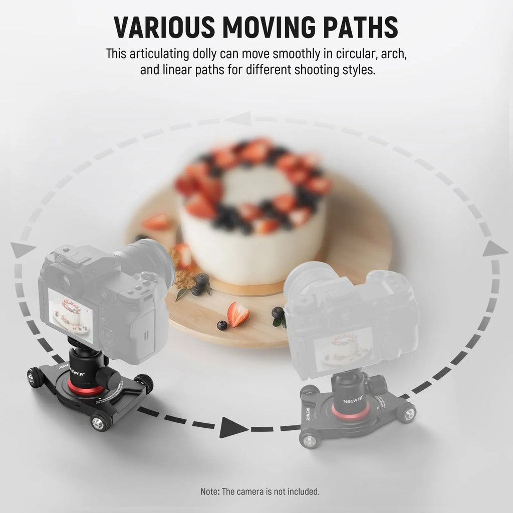 NEEWER Camera Slider Dolly with Ball Head & Phone Clamp 4 Wheeled Tabletop Dolly Manual Skater with 360° Panorama