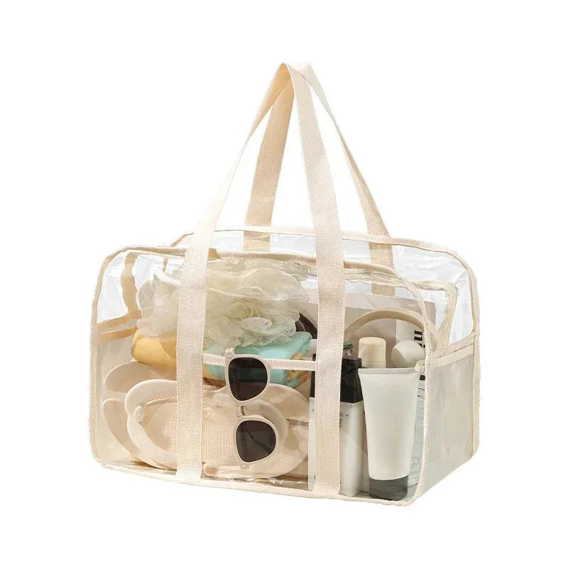 Swimming Bag Transparent Waterproof Beach Travel Storage Handbag Dry Wet Separation PVC Handbag Woman Large Capacity Beach Bag