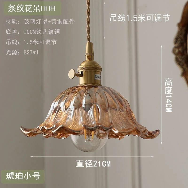 Nordic Modern LED Flowers Pendant Lights Coffee Living Room Balcony Green Glass Knob Switch Hanging lamp Fixtures Luminaira