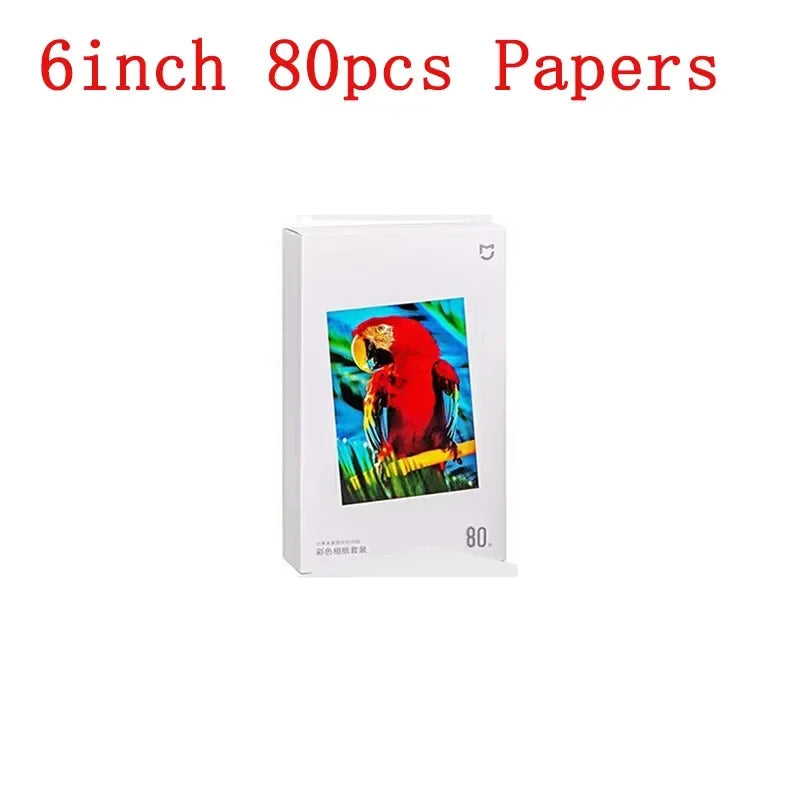 MIjia Photo Printer Dedicated 6-inch 80 pcs Back Self-adhesive Photo Paper Colored Tape Set HD Protective Film Photo Papers
