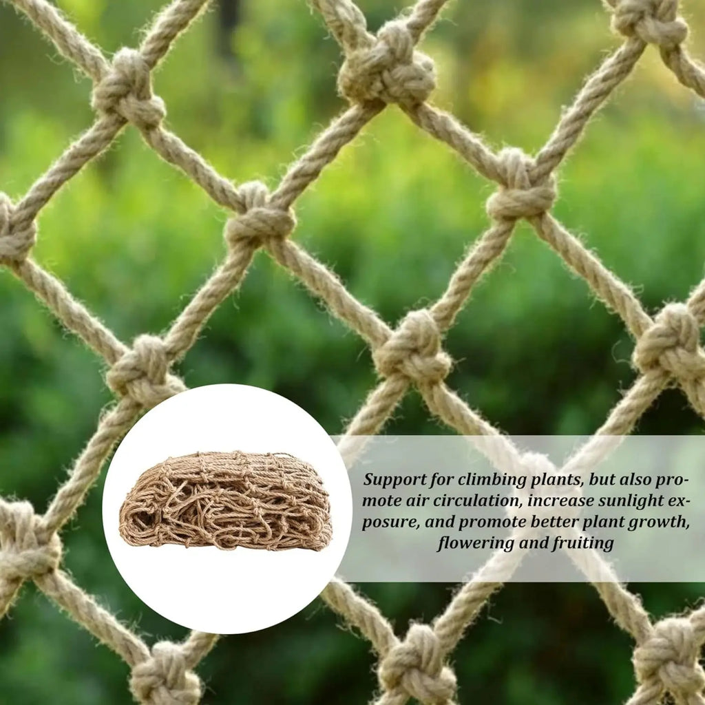 Nature Jute Rope Decorative Net-Graden Plant Support Net,Child Safety Net Hemp Climbing Netting,Balcony Stair Protection Fence