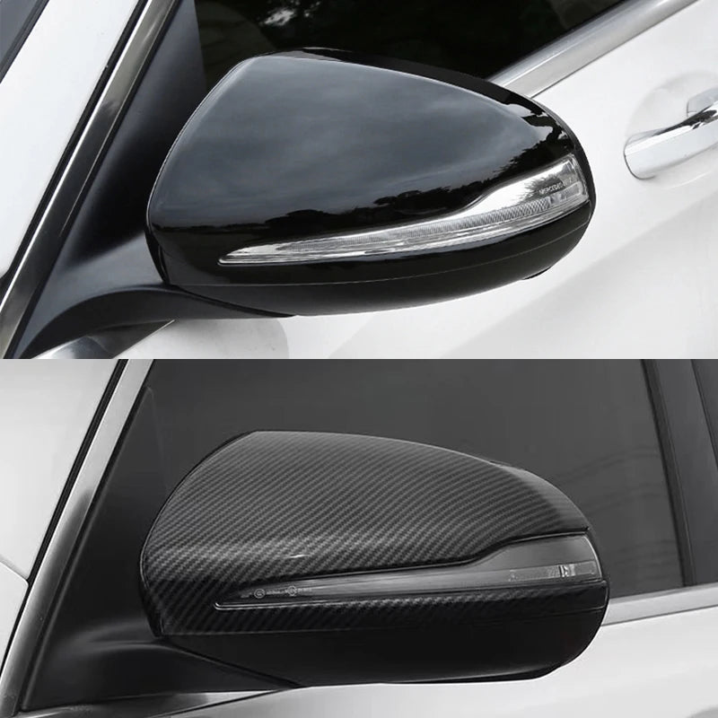 Mercedes-Benz Door Mirror Cap Covers Carbon Fiber Look or Bright Black for W205 W213 W222